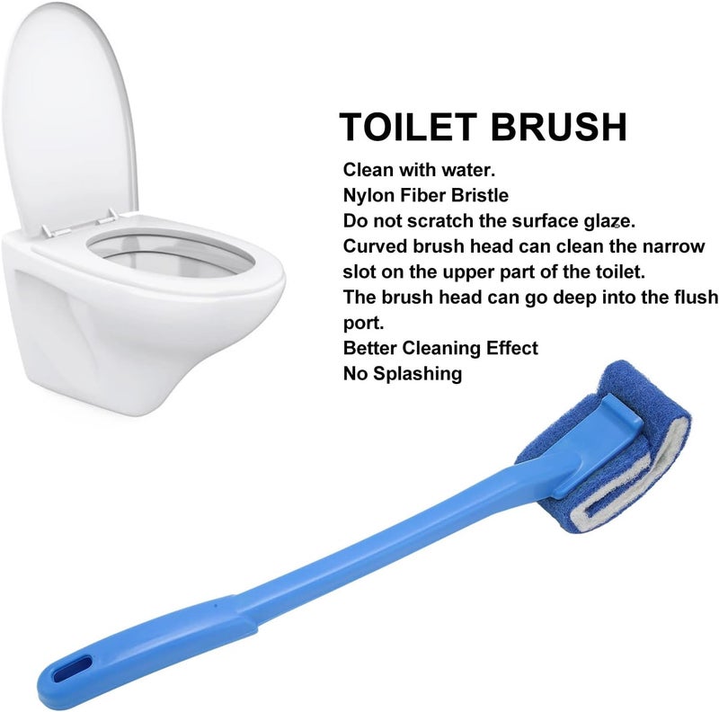klarako Toilet Brush, Soft Bristle Curved Design Bathroom Cleaning Scrubber Tool (Blue) - Image 4
