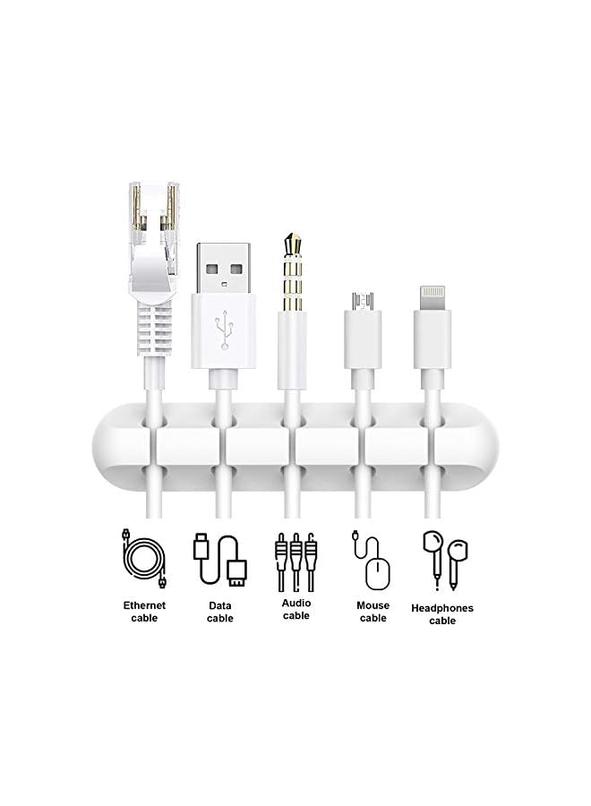 Green Tiger White Cable Clips, Cord Organizer Cable Management, Cable Organizers USB Cable Holder Wire Organizer Cord Clips, 2 Packs Cord Holder for Desk Car Home and Office (5, 3 Slots) - Image 3