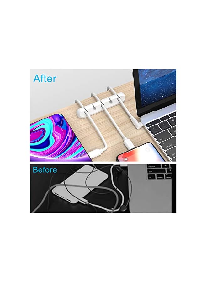 Green Tiger White Cable Clips, Cord Organizer Cable Management, Cable Organizers USB Cable Holder Wire Organizer Cord Clips, 2 Packs Cord Holder for Desk Car Home and Office (5, 3 Slots) - Image 2