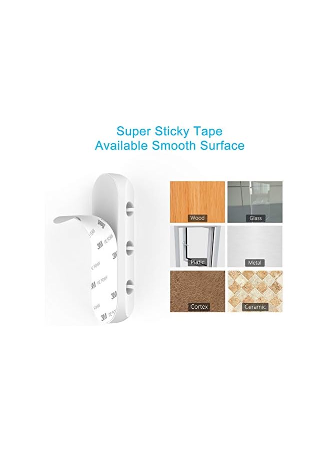 Green Tiger White Cable Clips, Cord Organizer Cable Management, Cable Organizers USB Cable Holder Wire Organizer Cord Clips, 2 Packs Cord Holder for Desk Car Home and Office (5, 3 Slots) - Image 5