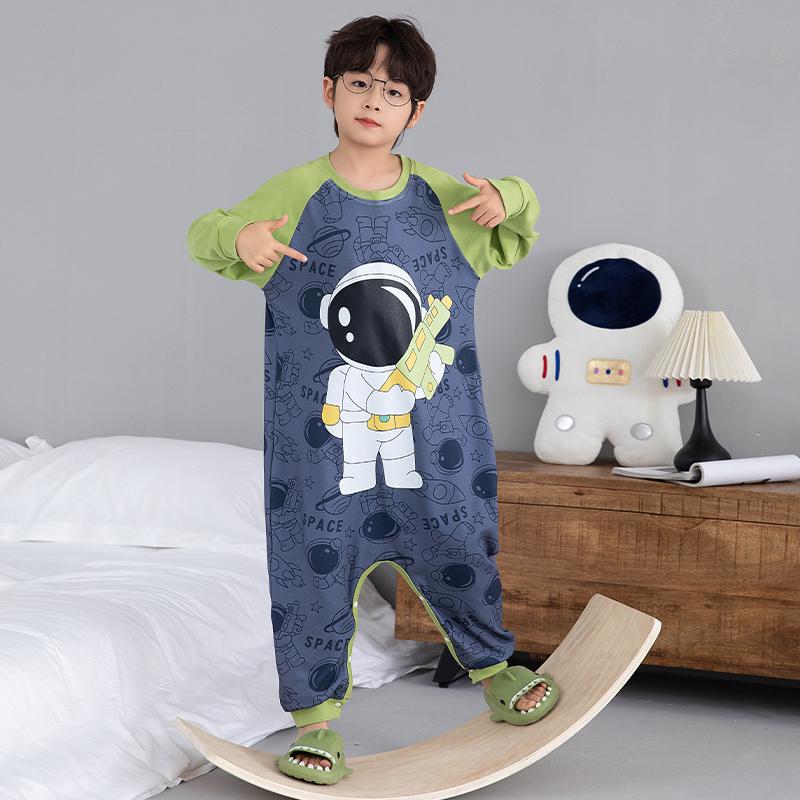 Children'S One-Part Pajamas Boys Cotton Long Sleeve Little Boy'S One-Part Sleeping Bag Home Clothes - Image 2