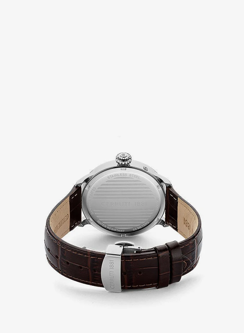 CERRUTI 1881  Men's Round Shape Leather Band Analog Wrist Watch 43 mm - Green Dial - CIWGF2224602 for Men | Best Price UAE