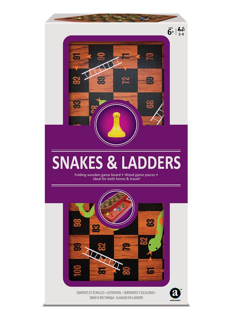 Ambassador Folding Wood Snakes & Ladders Set (TG1903) - Image 1