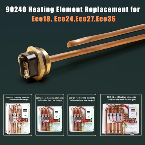 Mhrxusd HE 90240 Heating Element, Replacement for EcoSmart ECO 18 27 36, 9KW 240V Water Heater Element for Electric Tankless Water Heaters, Screw-In,Copper, 2PCS - Image 3