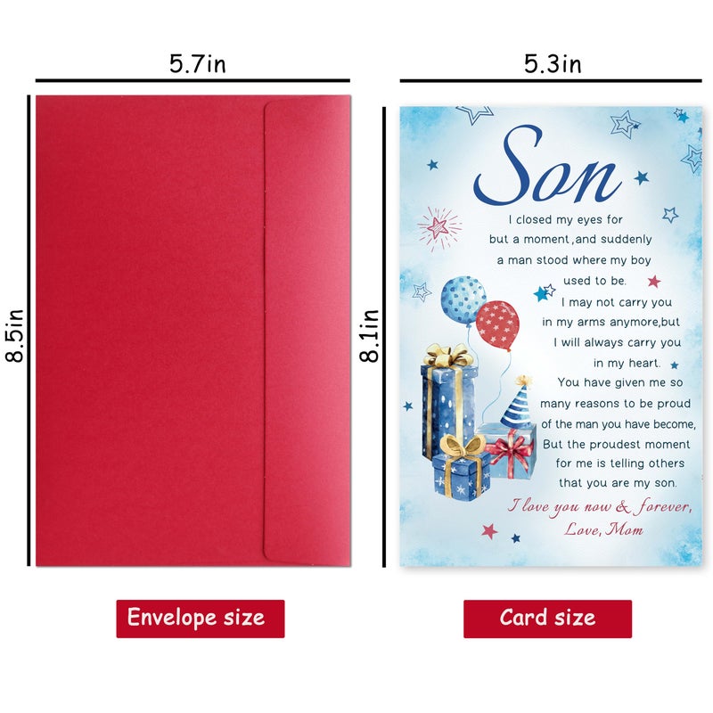 Bewoow Heartfelt Birthday Card Gifts for Son from Mom, Boy Adulthood Card for Son, Love You Now & Forever Mom Card - Image 2
