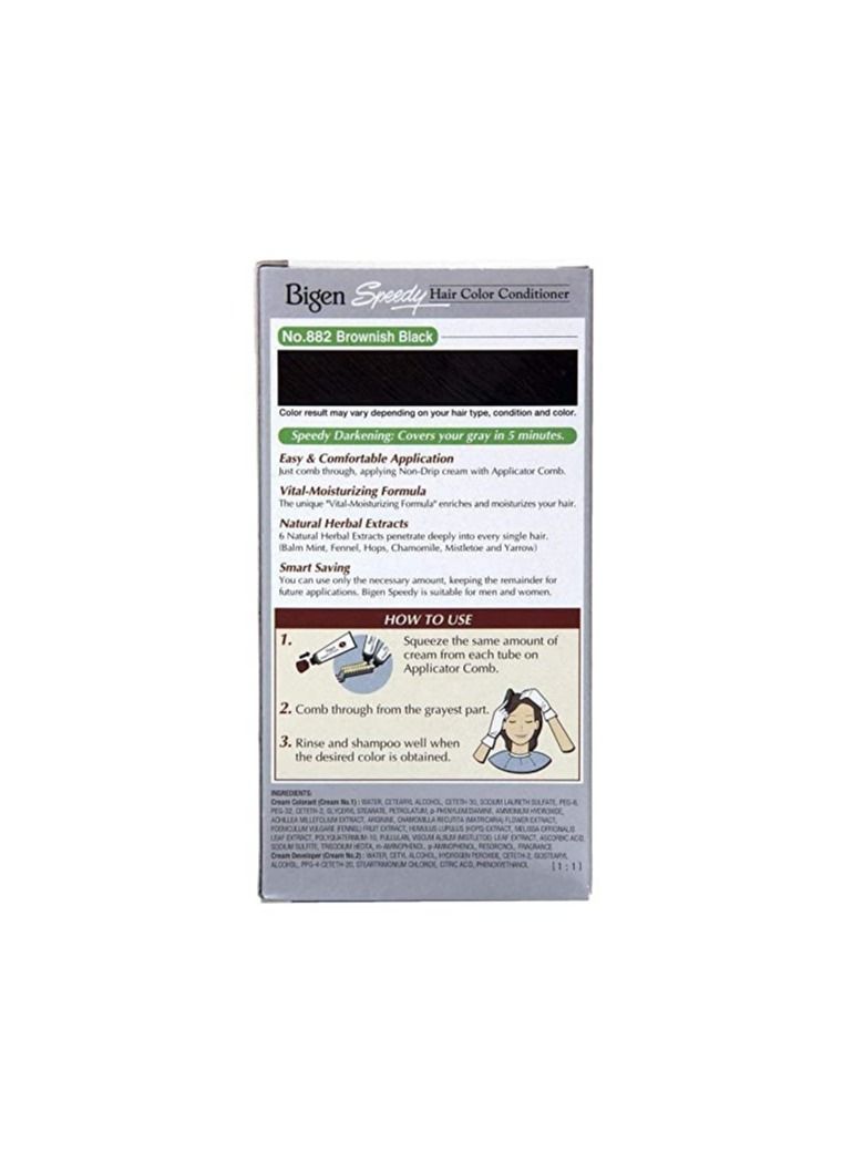 Bigen Speedy Hair Color, 40g + 40g - Brownish Black 882 - Image 2