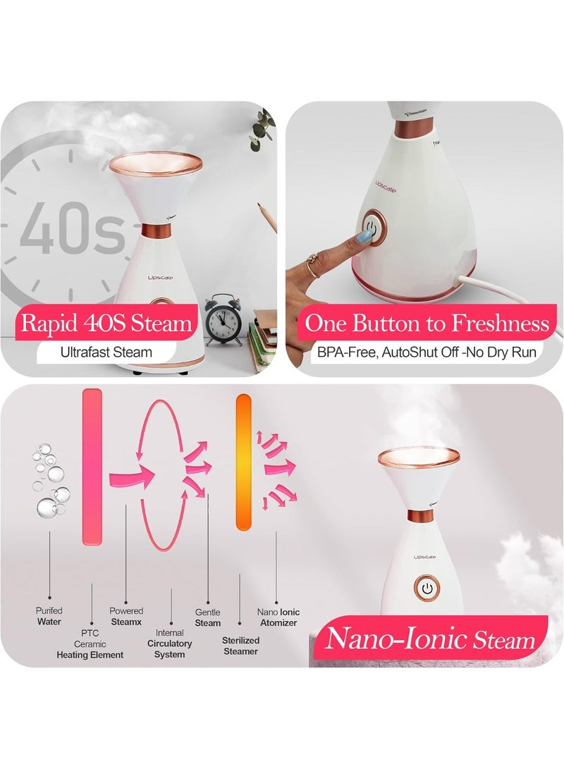 UPSCALE Facial Steamer for Face steam, Cold & Cough, Inhaler & Vaporizer Machine with Nano-Ionic Technology, Large 80ml inbuilt Tank, UV Steam Sterilization - Image 2