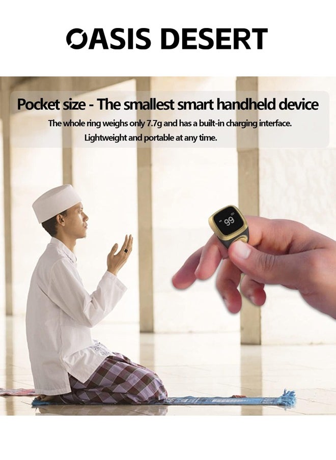 20mm Zikr Ring Smart Ring with Vibration Reminder Tasbih Counter and Bluetooth Connection Hand Counter Black