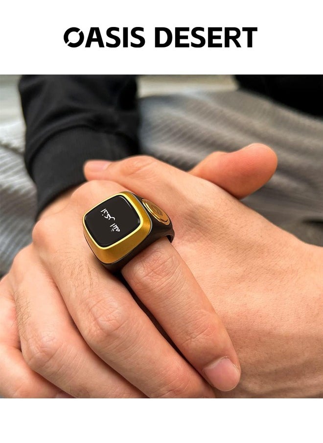 20mm Zikr Ring Smart Ring with Vibration Reminder Tasbih Counter and Bluetooth Connection Hand Counter Black
