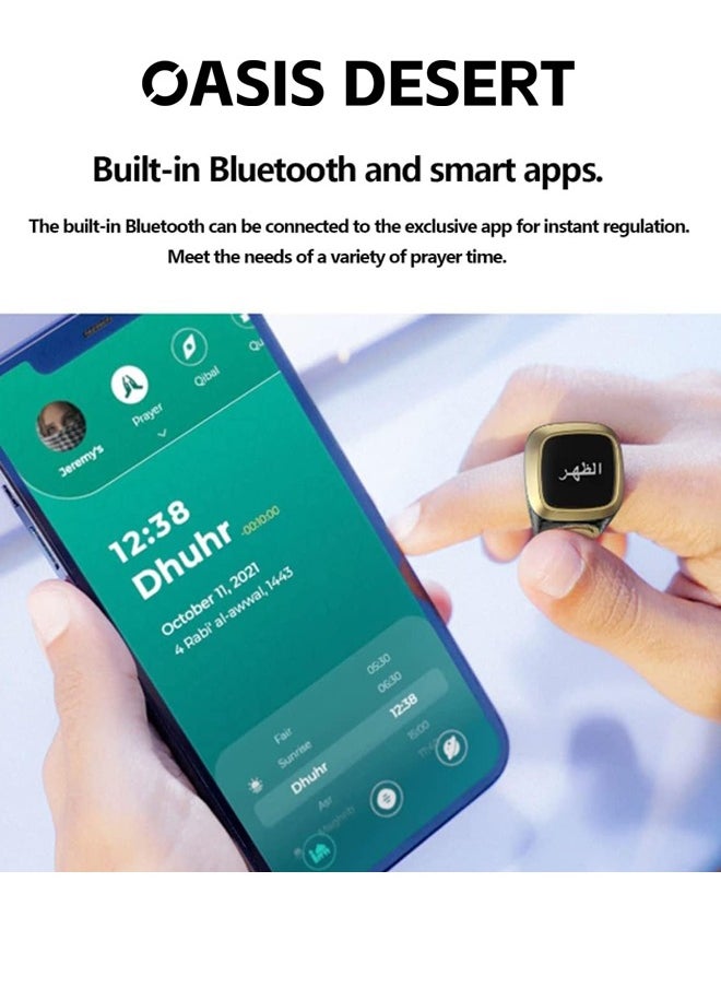 20mm Zikr Ring Smart Ring with Vibration Reminder Tasbih Counter and Bluetooth Connection Hand Counter Black