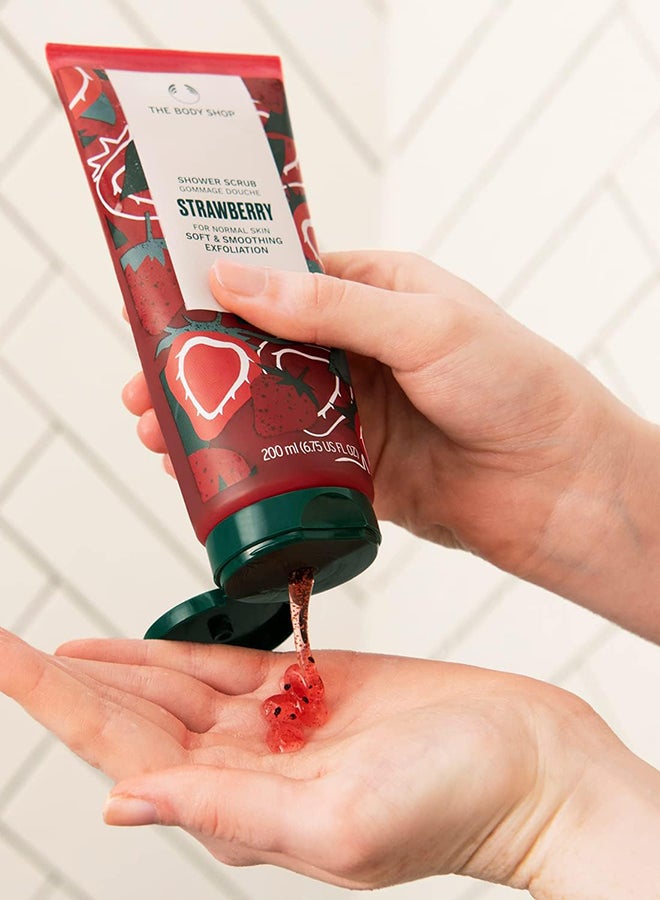 THE BODY SHOP Strawberry Shower Scrub Body Exfoliator – Gently Buffs Away Dead Skin Cells, Leaves Skin Soft & Smooth, Sweet Fruity Scent, Made with 87% Natural Ingredients, Vegan & Recyclable Packaging, 200ml - Image 3