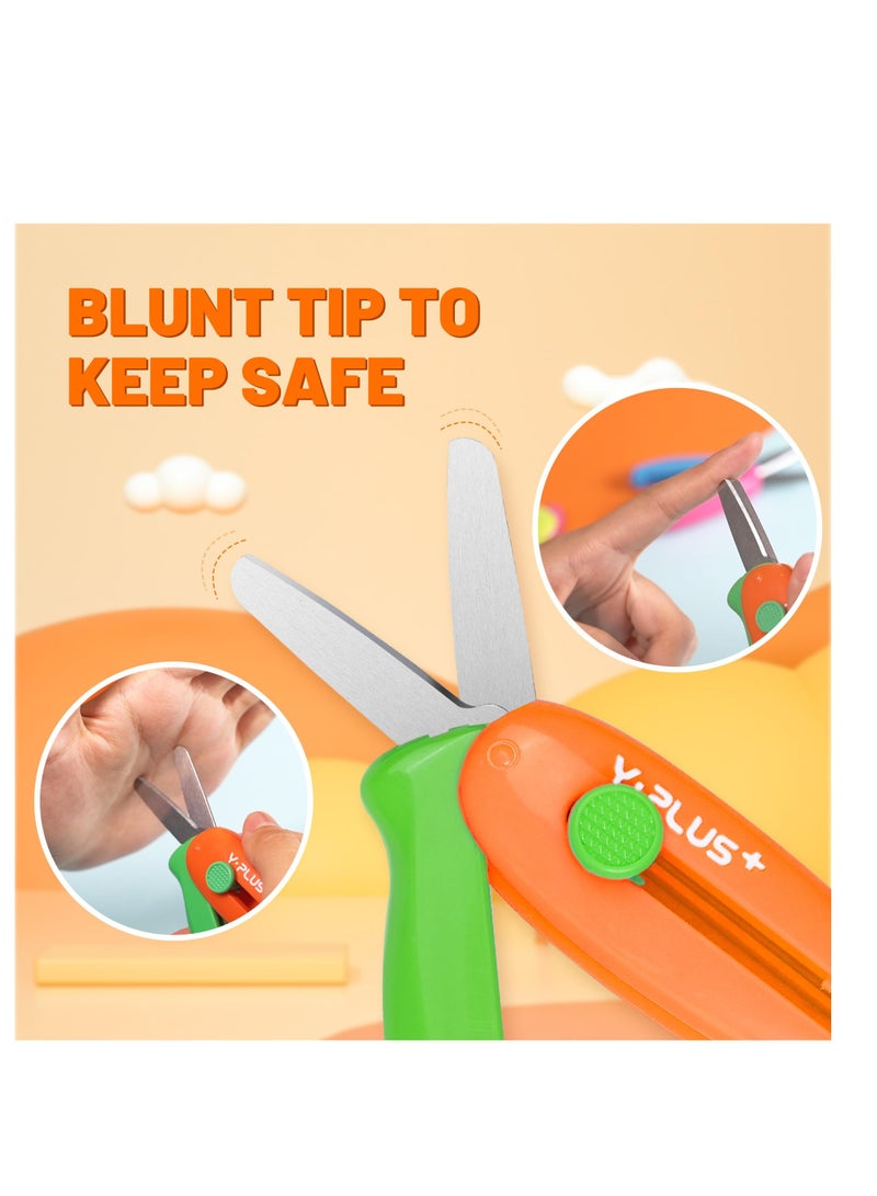 Excefore 3 Pack Retractable Small Scissors, Child Scissors with Cover, Suitable for Ages 3-5 Toddler Preschool Safety Scissors - Image 2