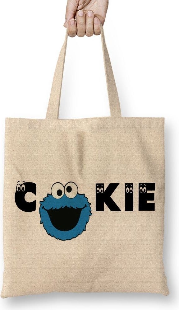 Baskı Dükkanı Print Shop Cookie Monster 01 Cloth Bag Long Handle 