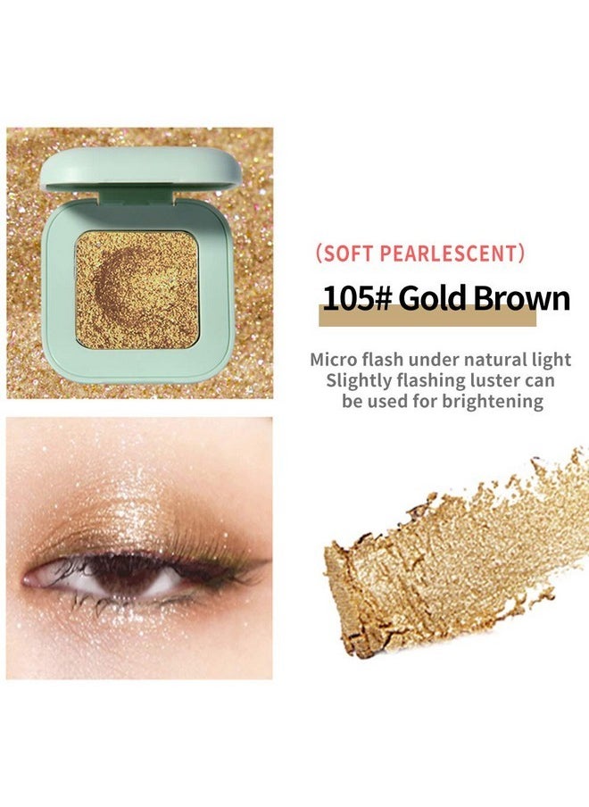 Mond'sub Single Portable Glitter Eye Shadow 12 Colors,Highly Pigmented Long Lasting Makeup Set With Mirror (105# Gold brown)  - Image 2