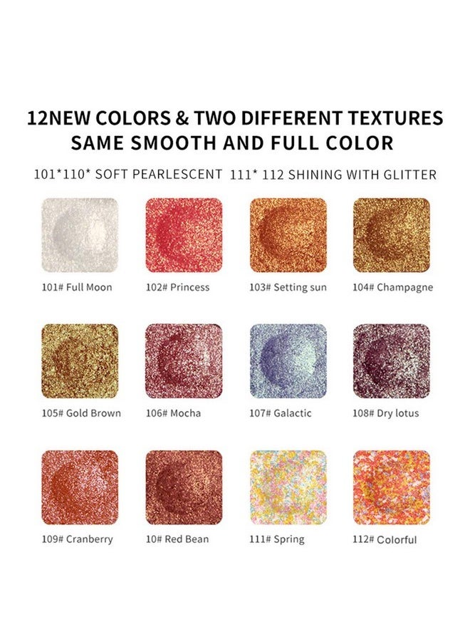 Mond'sub Single Portable Glitter Eye Shadow 12 Colors,Highly Pigmented Long Lasting Makeup Set With Mirror (105# Gold brown)  - Image 4