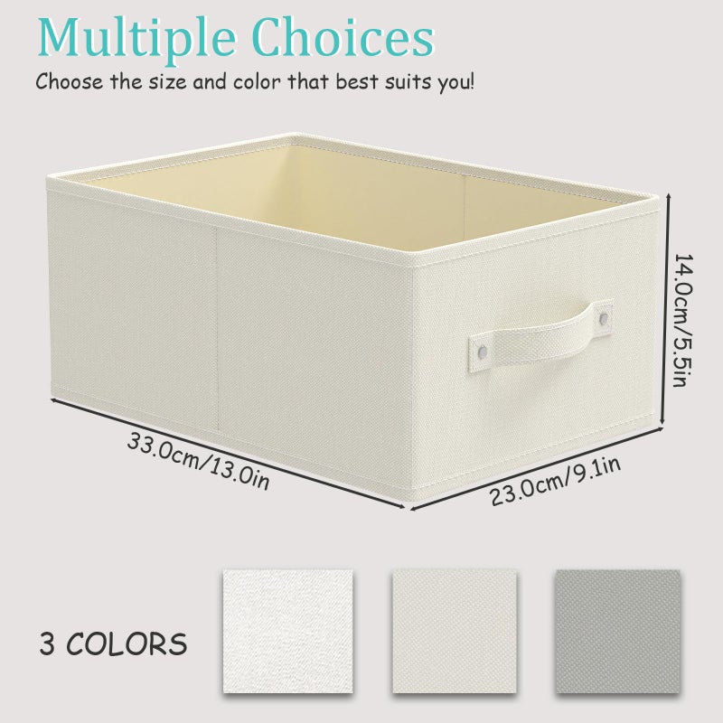 GUOHNHE Storage Bins, 3 Pack Foldable Cloth Basket, Cube Organizer with 2 Handles, Suitable for bedrooms, living rooms, wardrobes, and workspaces, Beige, 13 x 9.1 x 5.5 In, XSNY11BES-3 - Image 3