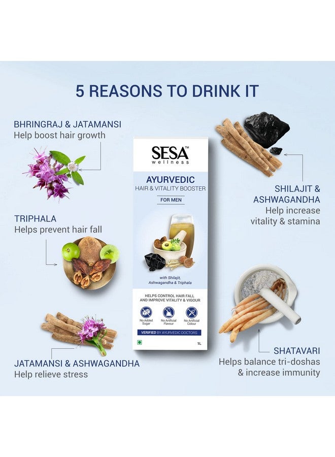 SESA Ayurvedic Juice for Men with Shilajit, Ashwagandha & Triphala - Boosts Energy, Strength & Stamina - Controls Hair Fall, 1L - Image 4
