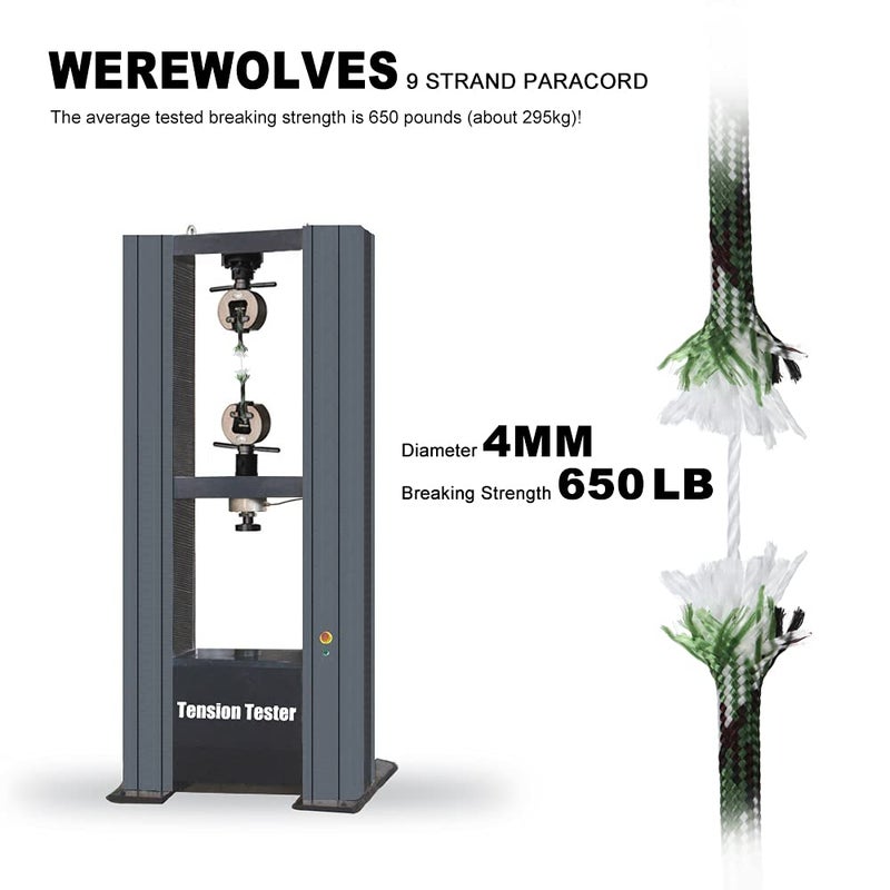 WEREWOLVES 650lb Paracord/Parachute Cord - 9 Strand Paracord Rope - 100', 200' Spools of Parachute Cord, Type III Paracord for Camping, Survival (Army Green Camo, 100 Feet) - Image 4