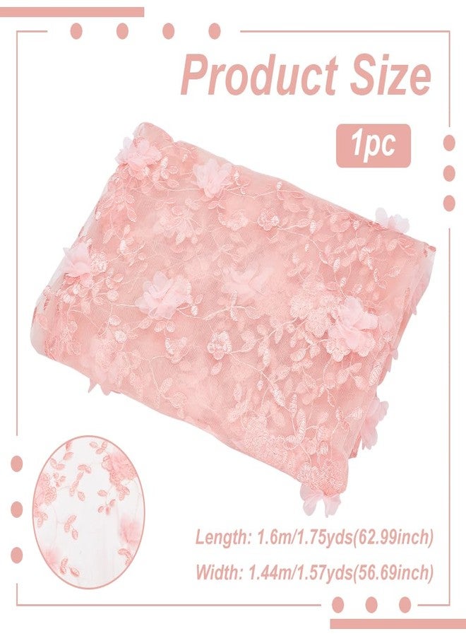 NBEADS 2 Yards Embroidered Flower Fabric, 61inch 3D Floral Mesh Embroidery Fabric Soft Mesh Lace Fabric for Sewing DIY Custom Clothes Party Dress Home Decoration, Pink - Image 2