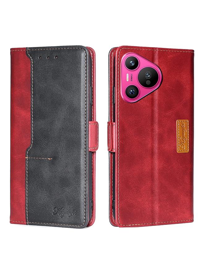 Zaboon Case For Huawei Pura 70 5G Contrast Color Side Buckle Leather Phone Case - Image 1