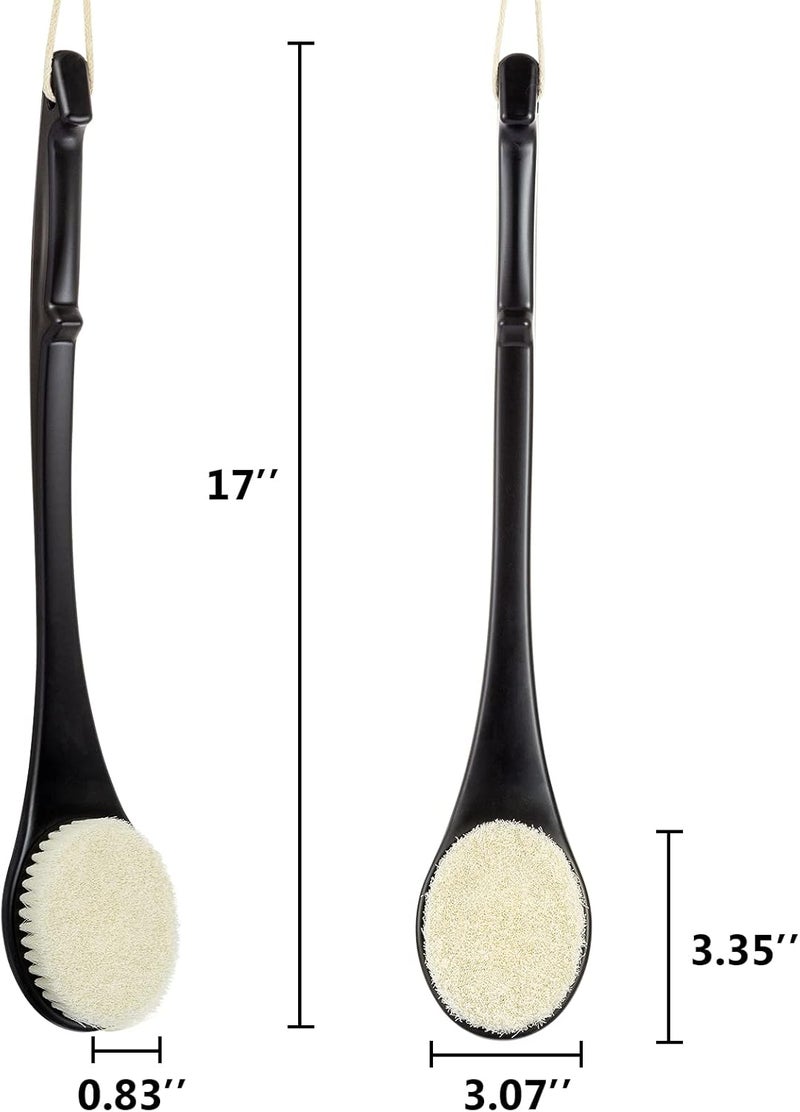 VANZAVANZU Body Back Scrubber 17 Long Handle Shower Brush Durable Exfoliator for Dry Wet Use Deep Cleansing Gentle Exfoliation for Smooth Skin for Men Women Elderly Black - Image 5