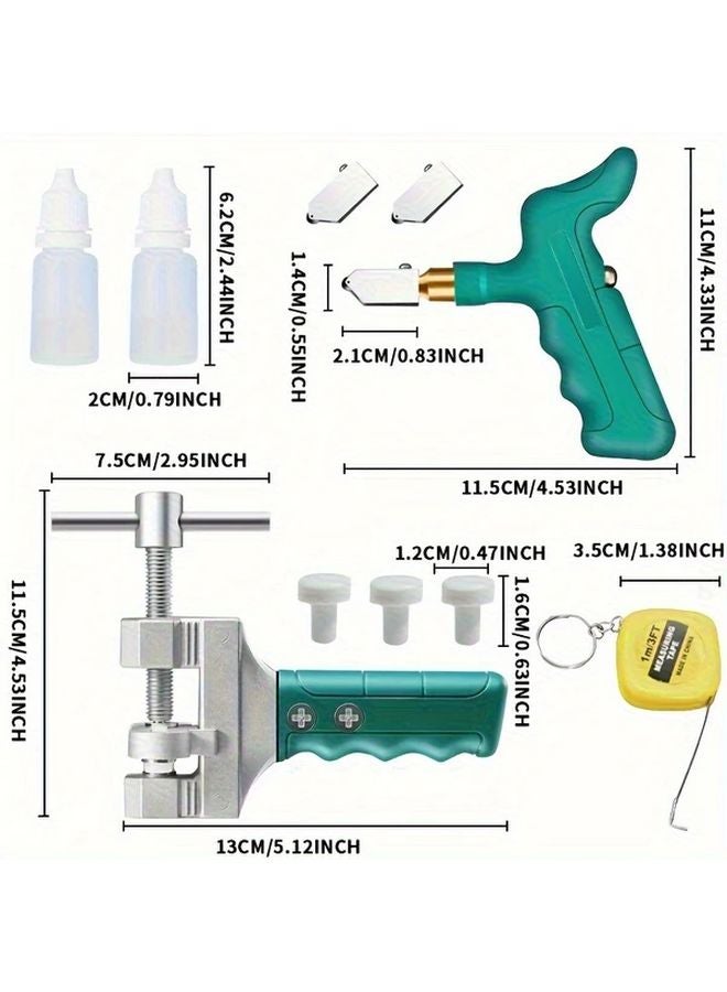10pcs Green Glass Tile Cutter Kit with Hard Alloy Opener Blade Mat DIY Home Improvement - Image 4