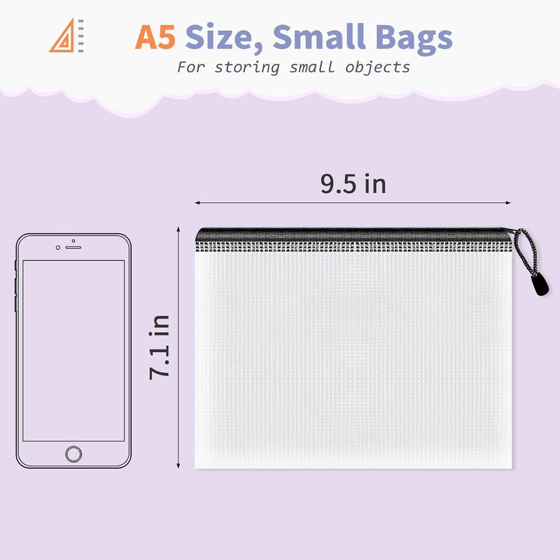 Umriox 24PCS Small Zipper Pouch, 9.5 x 7.1 in, Mesh Bags with Zipper, Zipper Bags for Office Supplies, Receipts, Cosmetics Travel Toiletries - Image 2