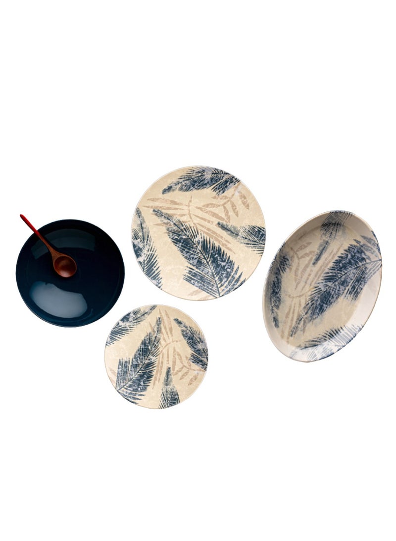 Lotus Fathi Mahmoud 19-Piece Marble Porcelain Dinner Set 