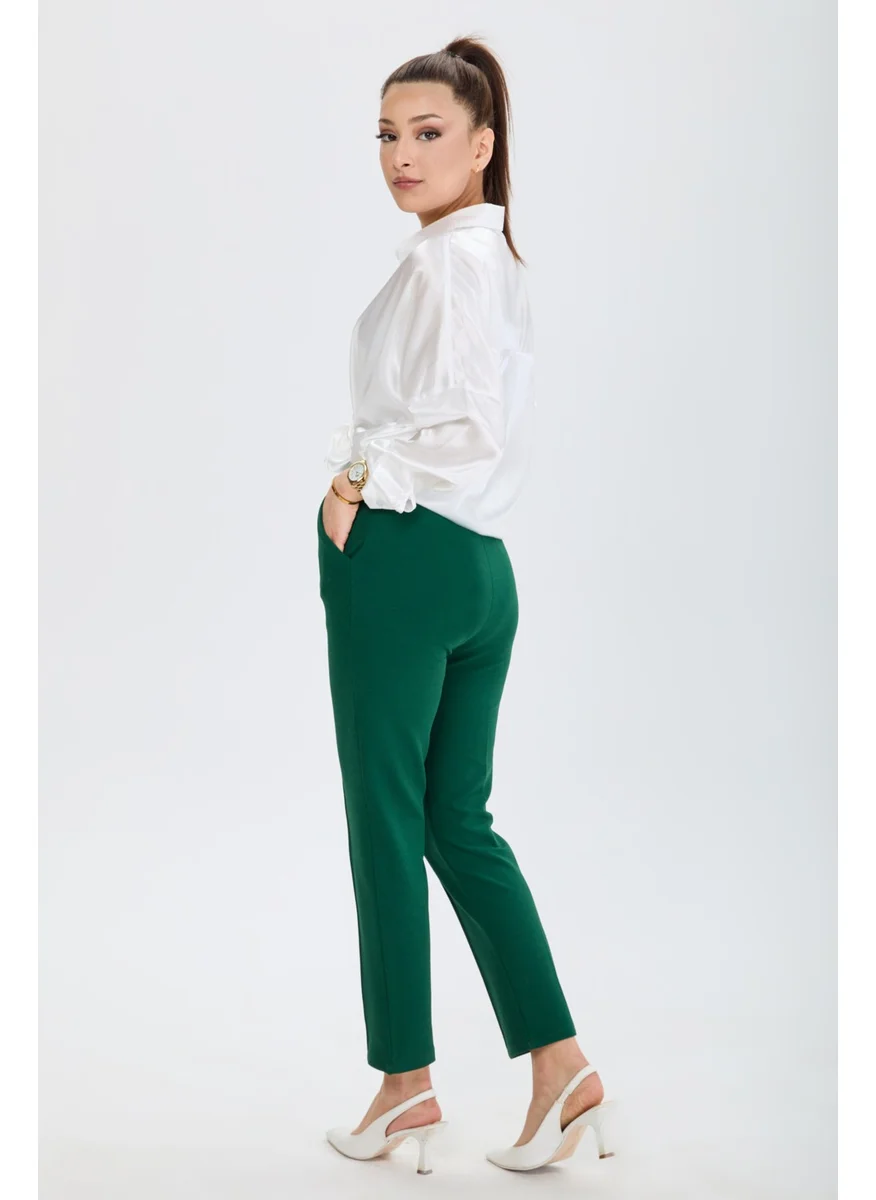Tofisa 24133-ZUMRUT Pipe Leg Pocket Trousers