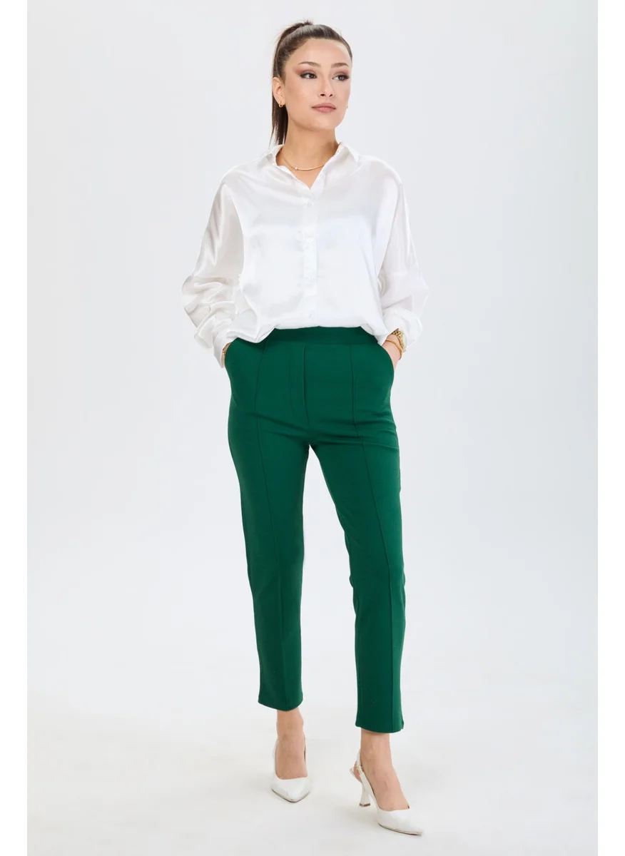 Tofisa 24133-ZUMRUT Pipe Leg Pocket Trousers