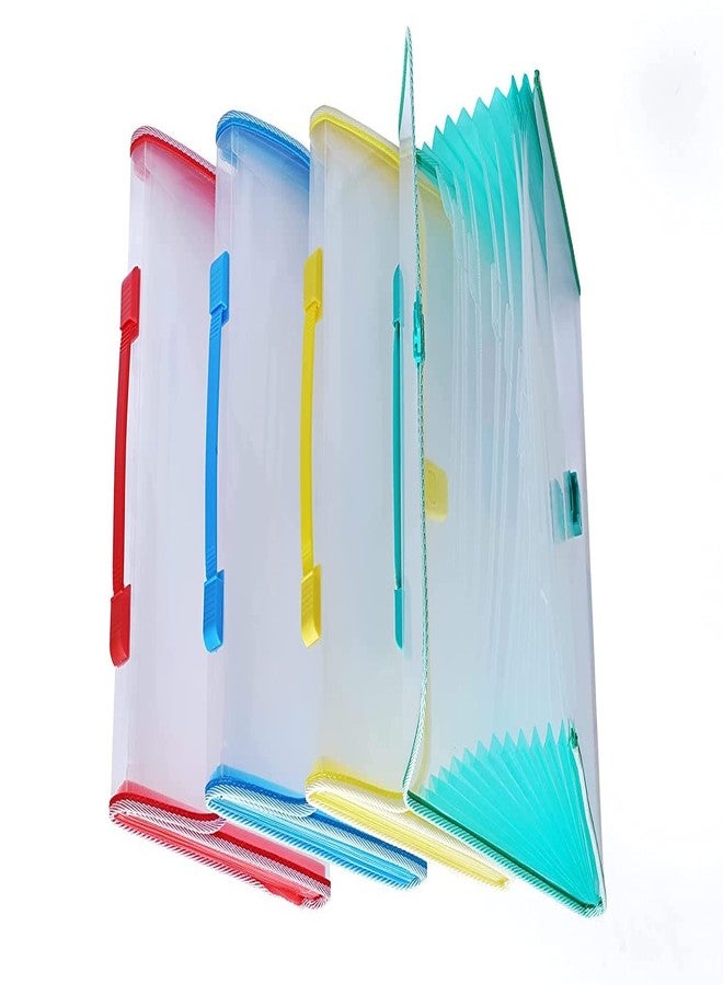 HATHIYANI Transparent Expanding File Folder, Accordion Document/Letter A4 Size File Organizer with Handle and 13 Pockets Multicolor (Pack of 4) - Image 5
