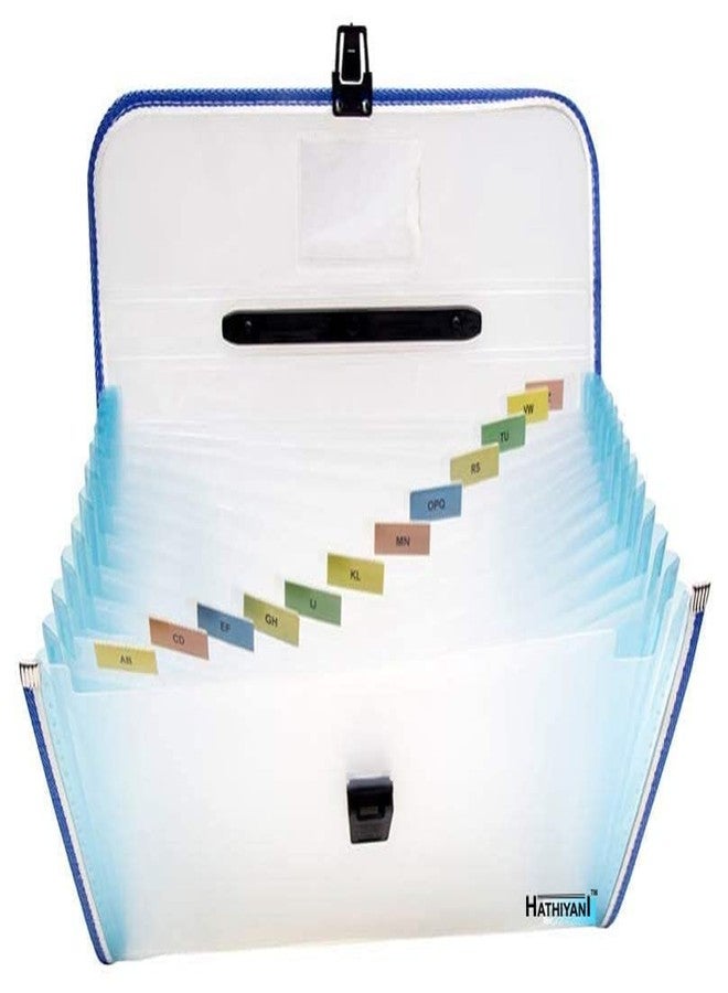 HATHIYANI Transparent Expanding File Folder, Accordion Document/Letter A4 Size File Organizer with Handle and 13 Pockets Multicolor (Pack of 4) - Image 3