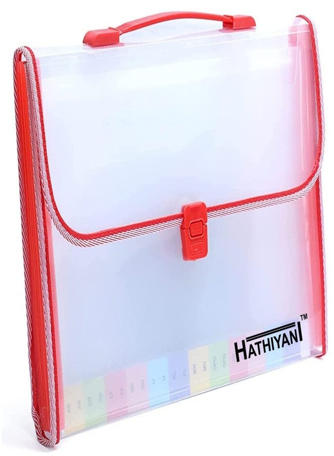 HATHIYANI Transparent Expanding File Folder, Accordion Document/Letter A4 Size File Organizer with Handle and 13 Pockets Multicolor (Pack of 4) - Image 1