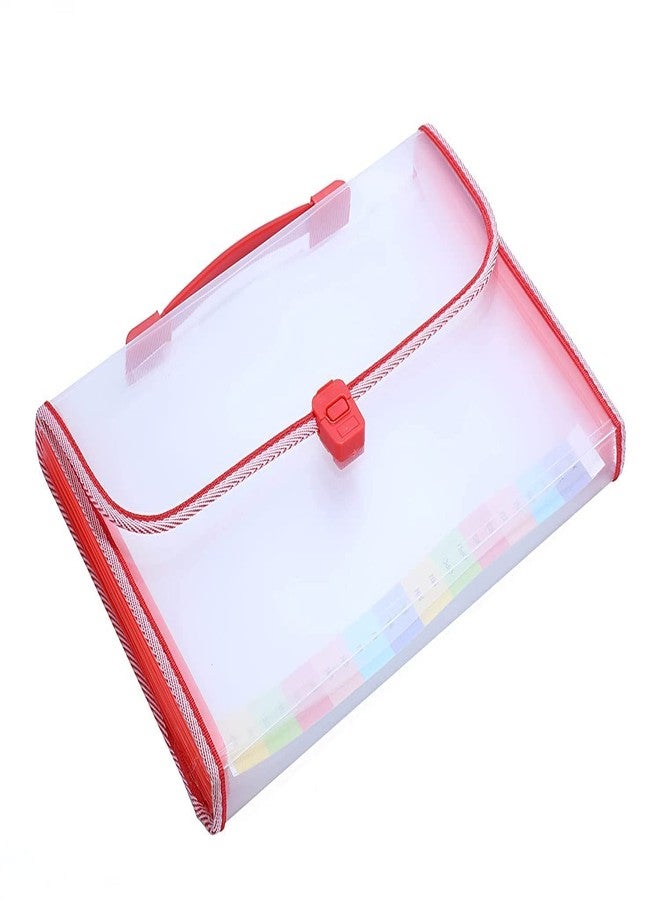 HATHIYANI Transparent Expanding File Folder, Accordion Document/Letter A4 Size File Organizer with Handle and 13 Pockets Multicolor (Pack of 4) - Image 2
