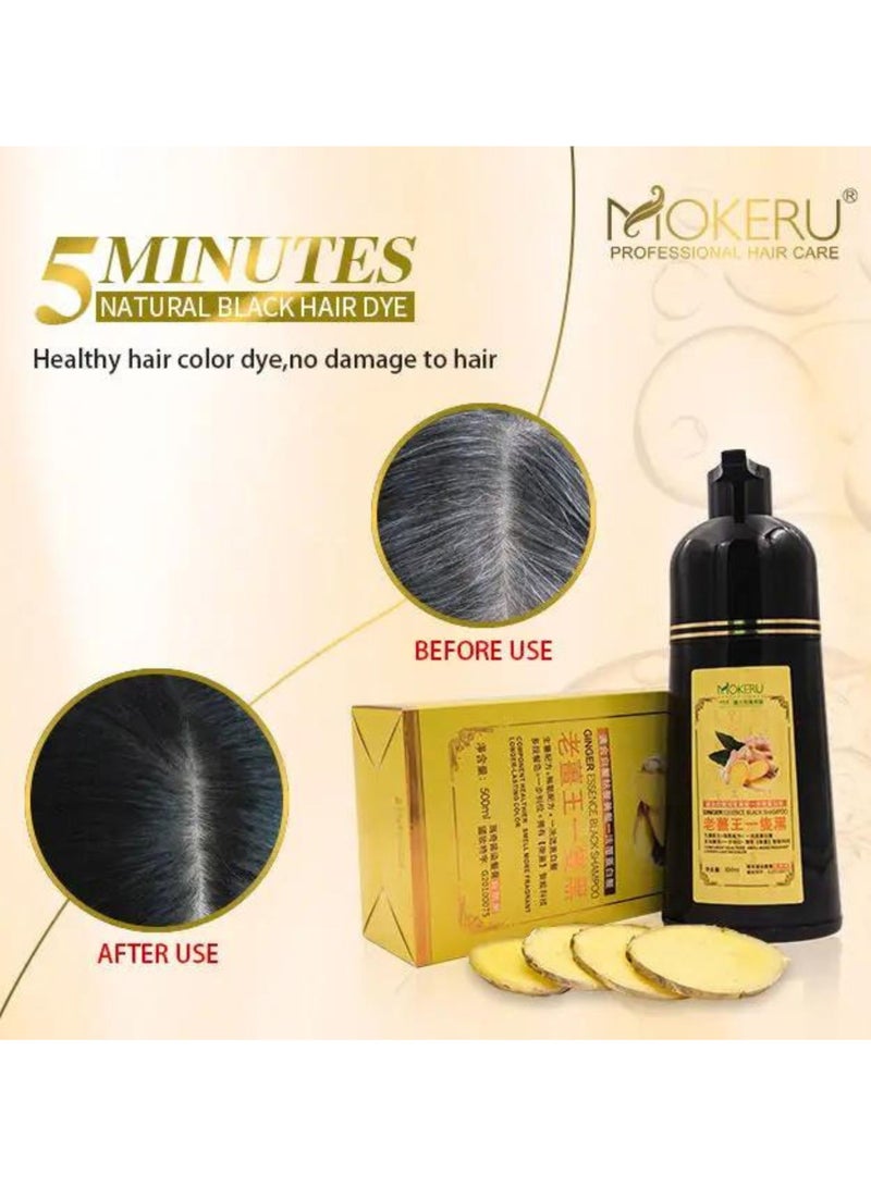 D Beauty 500ML Mokeru Hair Colour Shampoo, Ginger Hair Dye Black Shampoo for Gray Hair Turn into Black in 5 Minutes, 100% Healthy Dyeing Shampoo No Damage to Hair, Instant Hair Shampoo Cover for Women & Men - Image 3
