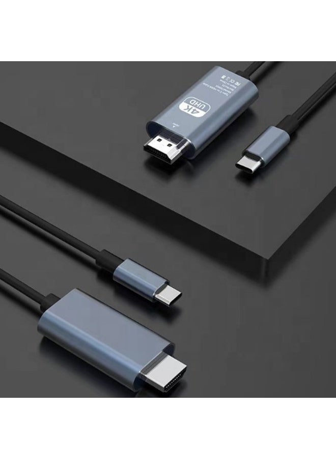 TEXEEM Type-C to HDMI Cable, 4K UHD Video Adapter, 2M Aluminum Alloy Housing, Compatible with Mobile Phone, Laptop, Projector - Image 2
