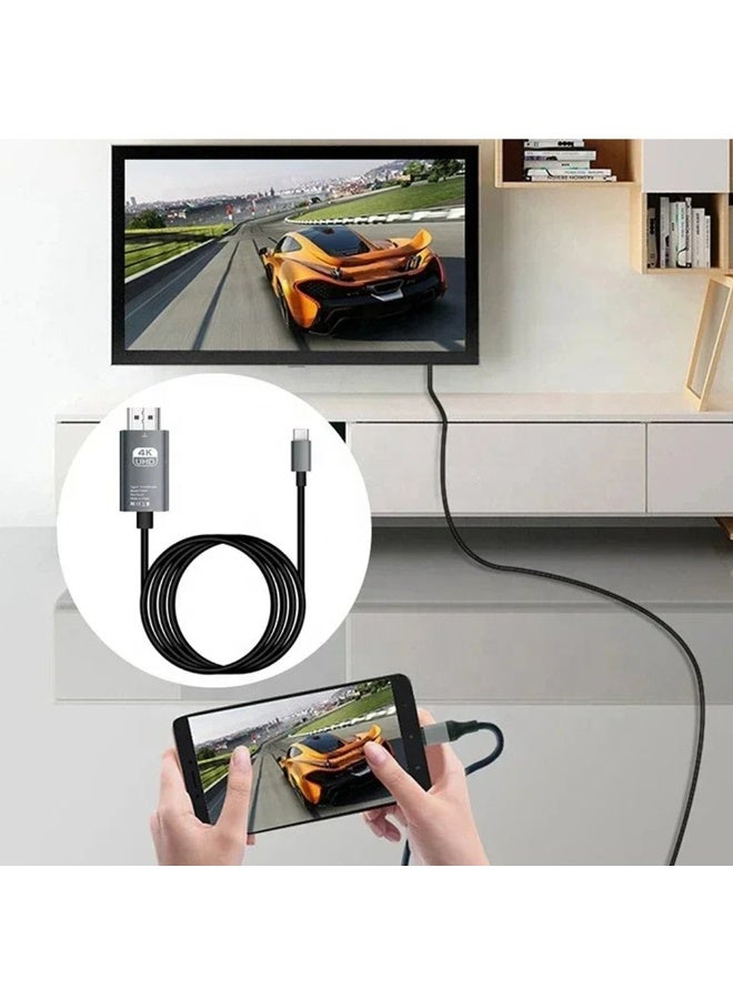 TEXEEM Type-C to HDMI Cable, 4K UHD Video Adapter, 2M Aluminum Alloy Housing, Compatible with Mobile Phone, Laptop, Projector - Image 5