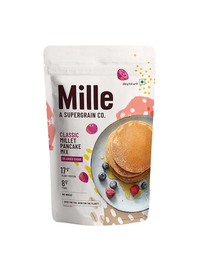 MIELLE مزيج بان كيك ميل كلاسيك | 0 سكر | 17 جرام بروتين | 8 جرام ألياف | بدون دقيق أبيض | كربوهيدرات منخفضة | حبوب الدخن منخفضة المؤشر الجلايسيمي | من صانعي سلايرب فارم | 250 جرام - Image 1