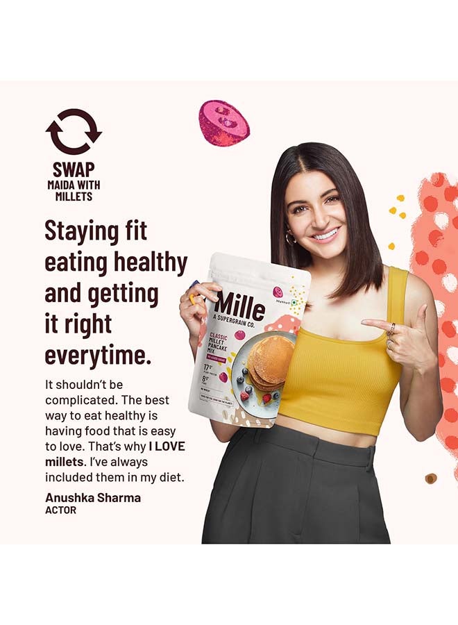 MIELLE مزيج بان كيك ميل كلاسيك | 0 سكر | 17 جرام بروتين | 8 جرام ألياف | بدون دقيق أبيض | كربوهيدرات منخفضة | حبوب الدخن منخفضة المؤشر الجلايسيمي | من صانعي سلايرب فارم | 250 جرام - Image 4