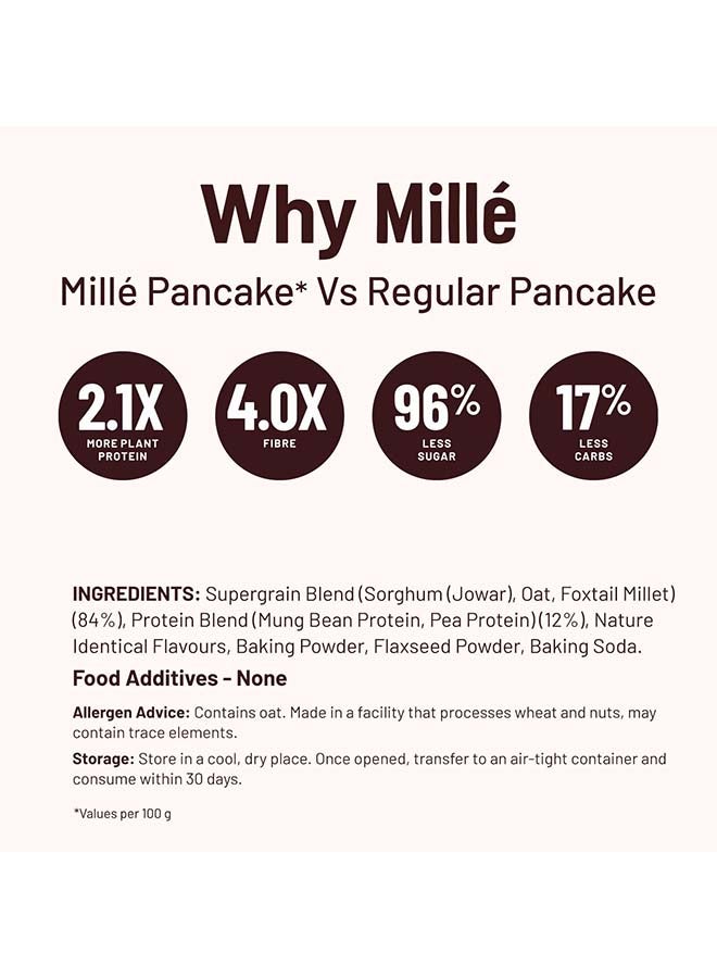 MIELLE مزيج بان كيك ميل كلاسيك | 0 سكر | 17 جرام بروتين | 8 جرام ألياف | بدون دقيق أبيض | كربوهيدرات منخفضة | حبوب الدخن منخفضة المؤشر الجلايسيمي | من صانعي سلايرب فارم | 250 جرام - Image 3