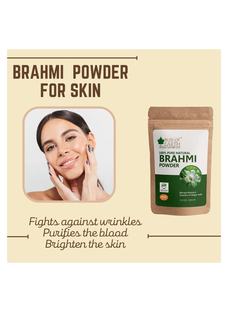 BLISS OF EARTH Bliss of Earth 100% Pure & Natural Brahmi Powder Great for skin & Hair 100GM Pack of 4  - Image 3