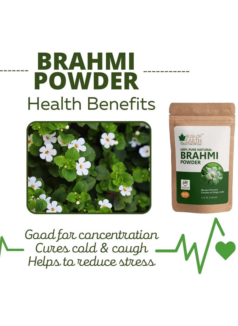 BLISS OF EARTH Bliss of Earth 100% Pure & Natural Brahmi Powder Great for skin & Hair 100GM Pack of 4  - Image 2