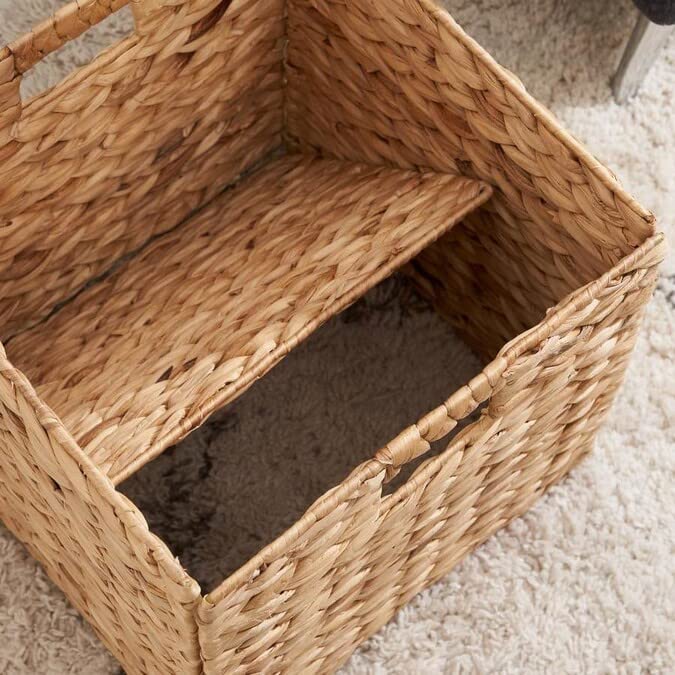 M4DECOR 12 x 12in Water Hyacinth Storage Baskets, Wicker Storage Baskets for Shelves, Woven Baskets for Storage, Wicker Storage Basket for Bedroom, Living Room, Nursery Room (Natural 6 Packs 12x12in) - Image 3