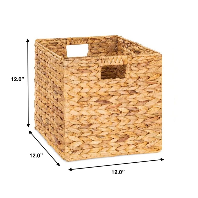 M4DECOR 12 x 12in Water Hyacinth Storage Baskets, Wicker Storage Baskets for Shelves, Woven Baskets for Storage, Wicker Storage Basket for Bedroom, Living Room, Nursery Room (Natural 6 Packs 12x12in) - Image 2