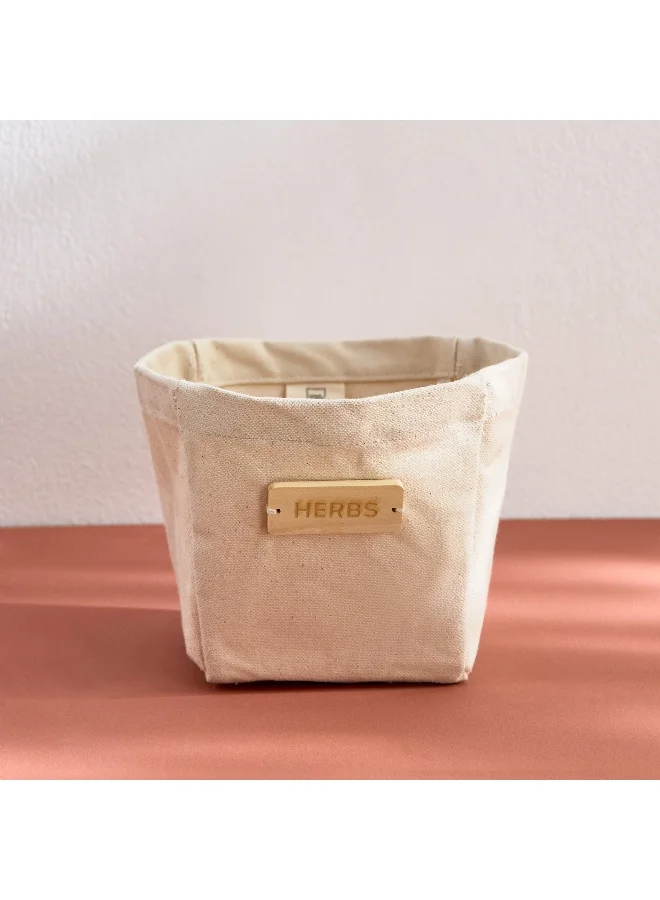 Home Box Bella Canvas Stitch Planter with Wooden Label - 14x14x15 cm