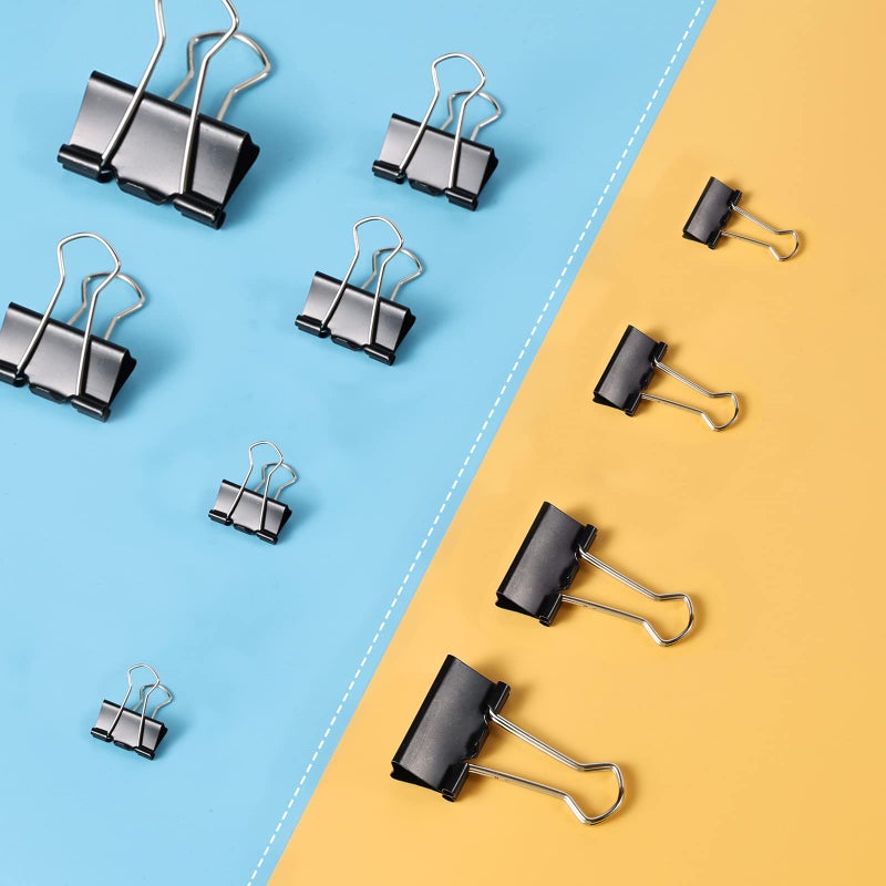 EFOK 208 PCS Binder Clips Paper Clamps Assorted Sizes, Metal Paper Binder Clip, Black Binding Paperwork Clamp Bulk, School Teachers Office Supplies - Image 4