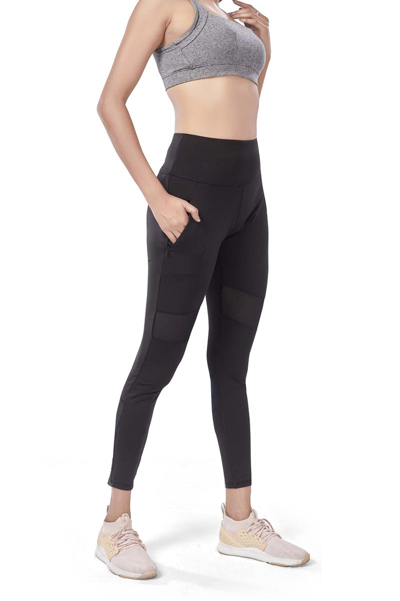 Mehrang Active Yoga Pants for Women Gym High Waist with Pocket, Tummy Control, Workout Pants 4 Way Stretch Yoga Leggings (4XL, Black) - Image 3