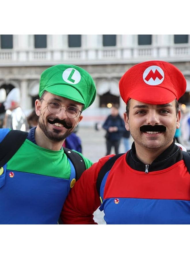 Green Luigi Hat & Fake Mustache Cosplay Accessory Set, Classic Game Character Costume Props, Unisex Dress Up Kit for Kids Adults, Ideal for Birthday Party, Eid Celebration, Themed Cosplay & Photo Booth - Image 4