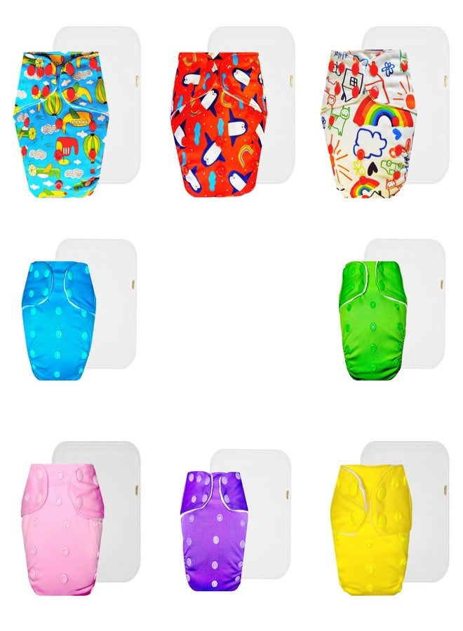 Dumbledo Premium Cloth Diaper with Cotton Insert (Pack of 8) | Dry Feel and Comfortable | Breathable | Quick Dry | Everyday Diapering Essential | 3 Months - 3 Years | Unisex Baby - Image 1