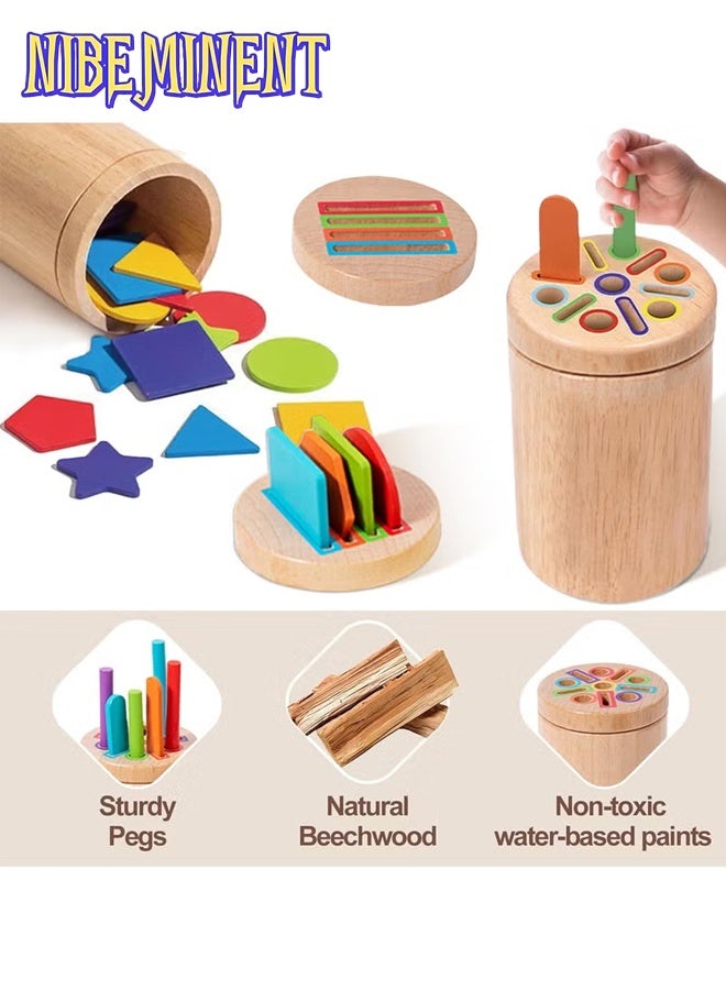 NIBEMINENT 3 in 1 Montessori Toys for 3 + Year Old, Wooden Color Sorting Learning Toys for Toddlers, Fine Motor Skills, Preschool Learning Educational Matching Games, Sensory for Toddlers 3 + - Image 3